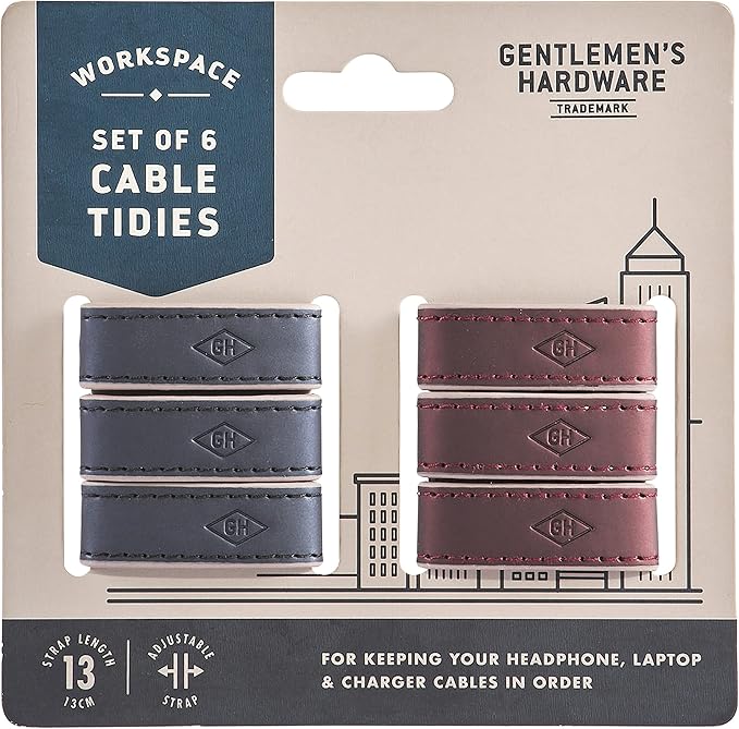 Gentlemen's Hardware Faux Leather Cable Tidies, Set of 6