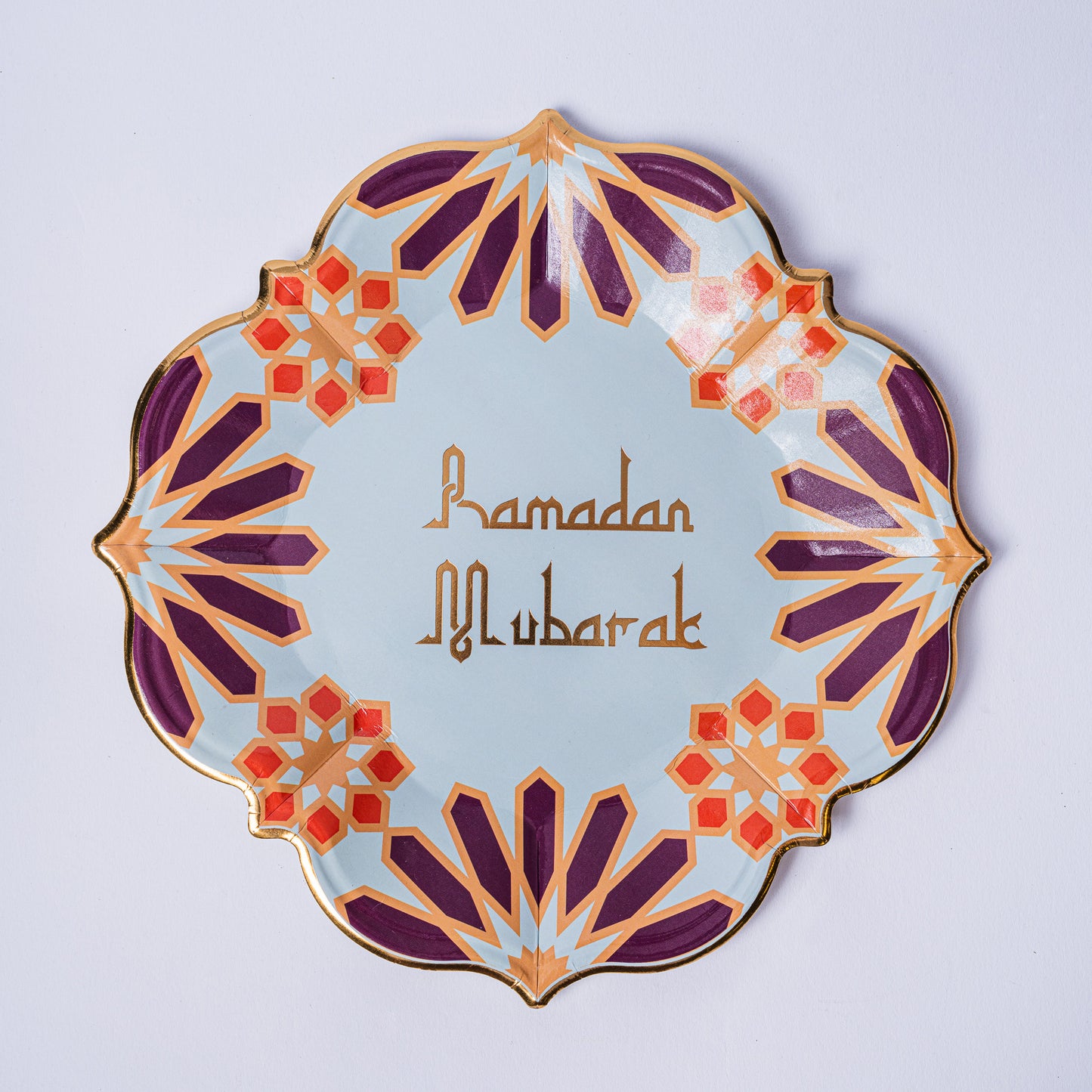 Pastel Geometric “Ramadan Mubarak” Paper Plates (8 pcs) Small