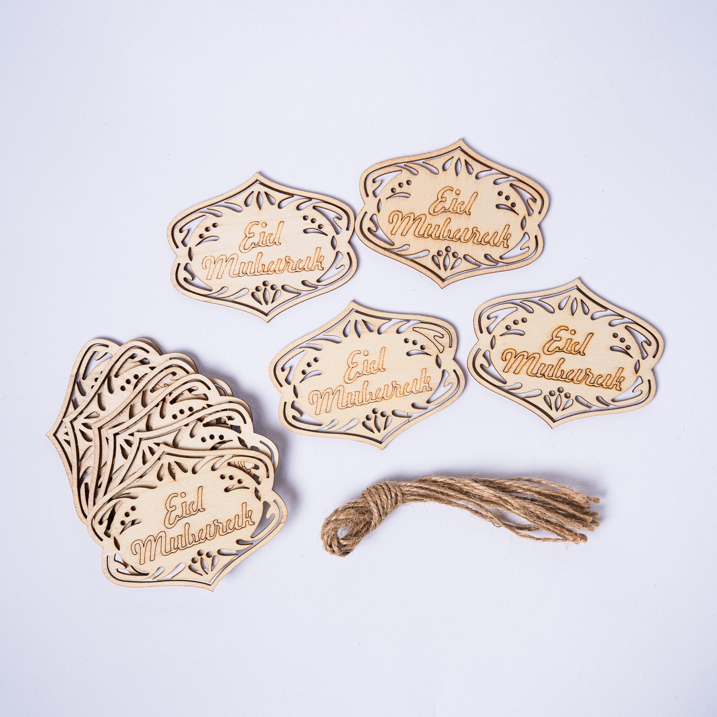 Eid Mubarak Wooden Gift Tags – Set with Twine