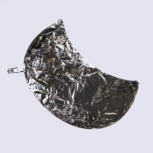 Shiny silver crescent moon balloon