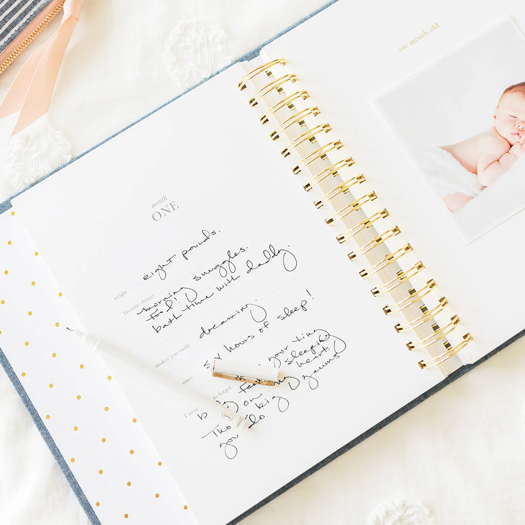 Sugar Paper Mist Green Swiss Dot Baby Book