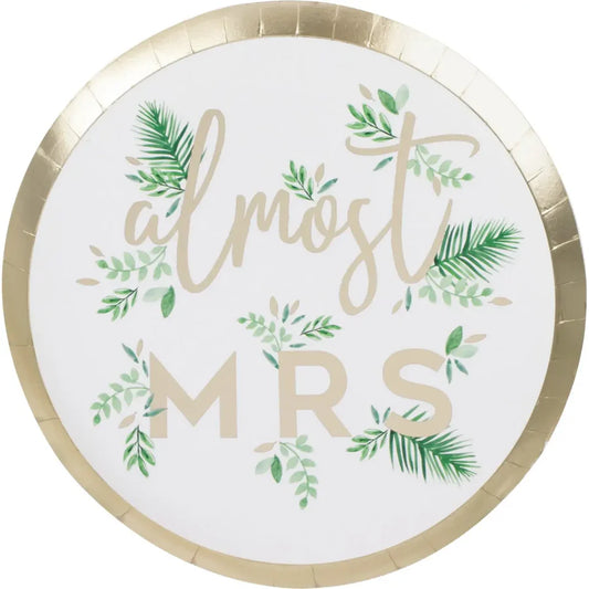 Ginger Ray Gold Foiled Almost Mrs Hen Party Plates - 8 Pkt