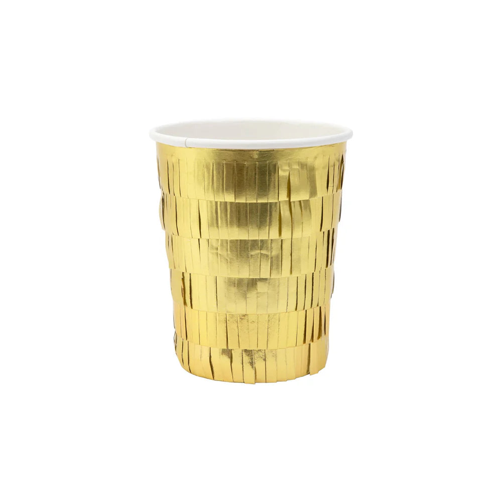 Gold Fringe Party Cups (x8)