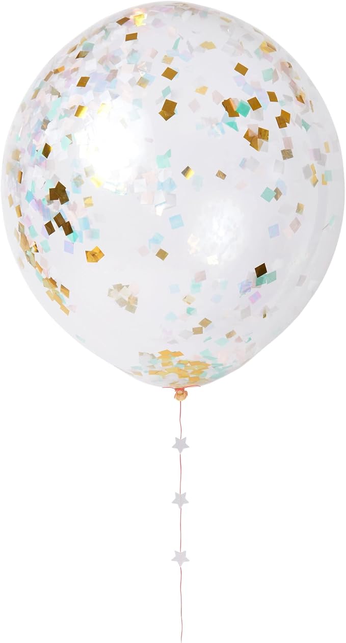 Meri Meri 18 Inch Confetti Balloon Kit, Iridescent