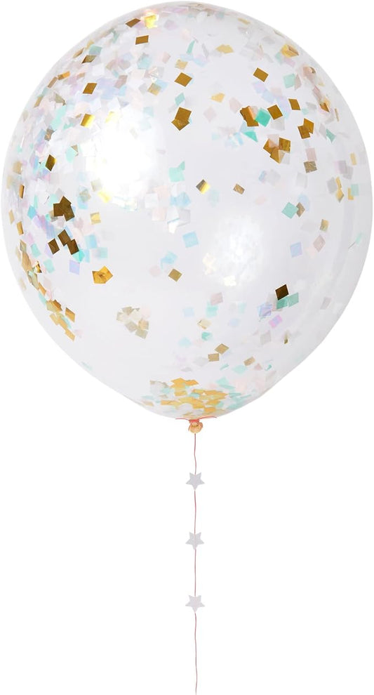 Meri Meri 18 Inch Confetti Balloon Kit, Iridescent