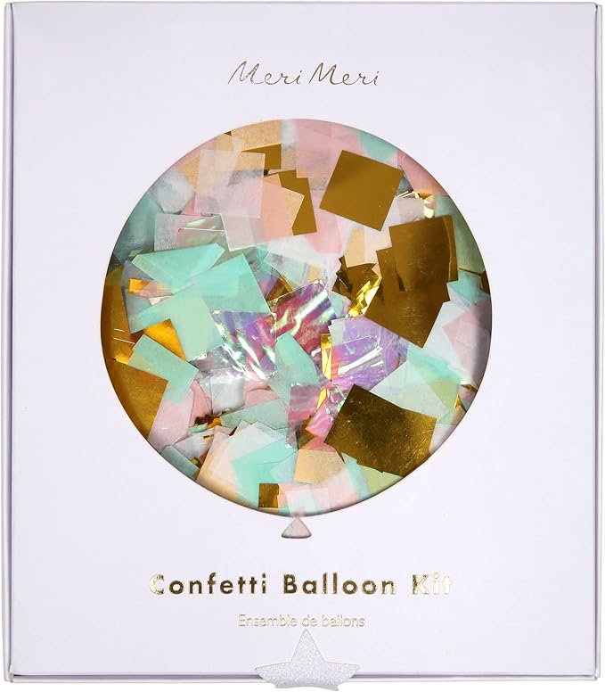 Meri Meri 18 Inch Confetti Balloon Kit, Iridescent