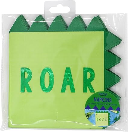 Dinosaur Spike Shaped Paper Party Napkins - 16 Pack - Ginger Ray