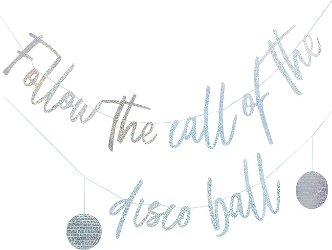 Foiled Follow The Call Of The Disco Ball Silver Backdrop - 3M Good Vibes