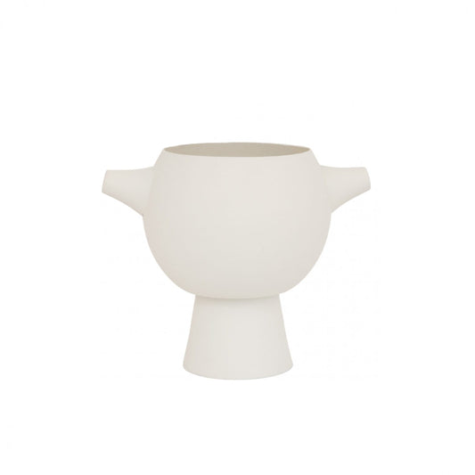 Helio Ferretti | Luxe Collection Circular Vase | Off White | 18.5cm