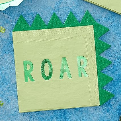 Dinosaur Spike Shaped Paper Party Napkins - 16 Pack - Ginger Ray