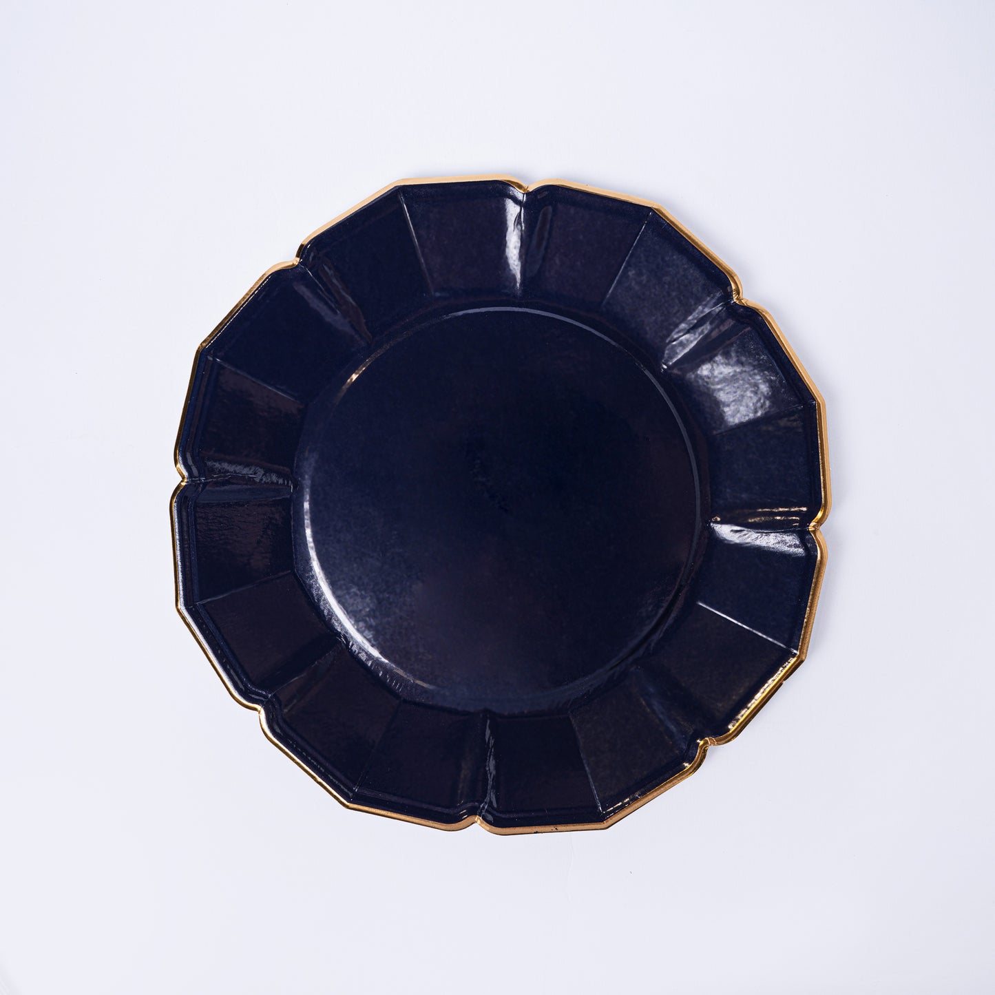 Navy Blue & Gold Scalloped Paper Plates (8 pcs) Large