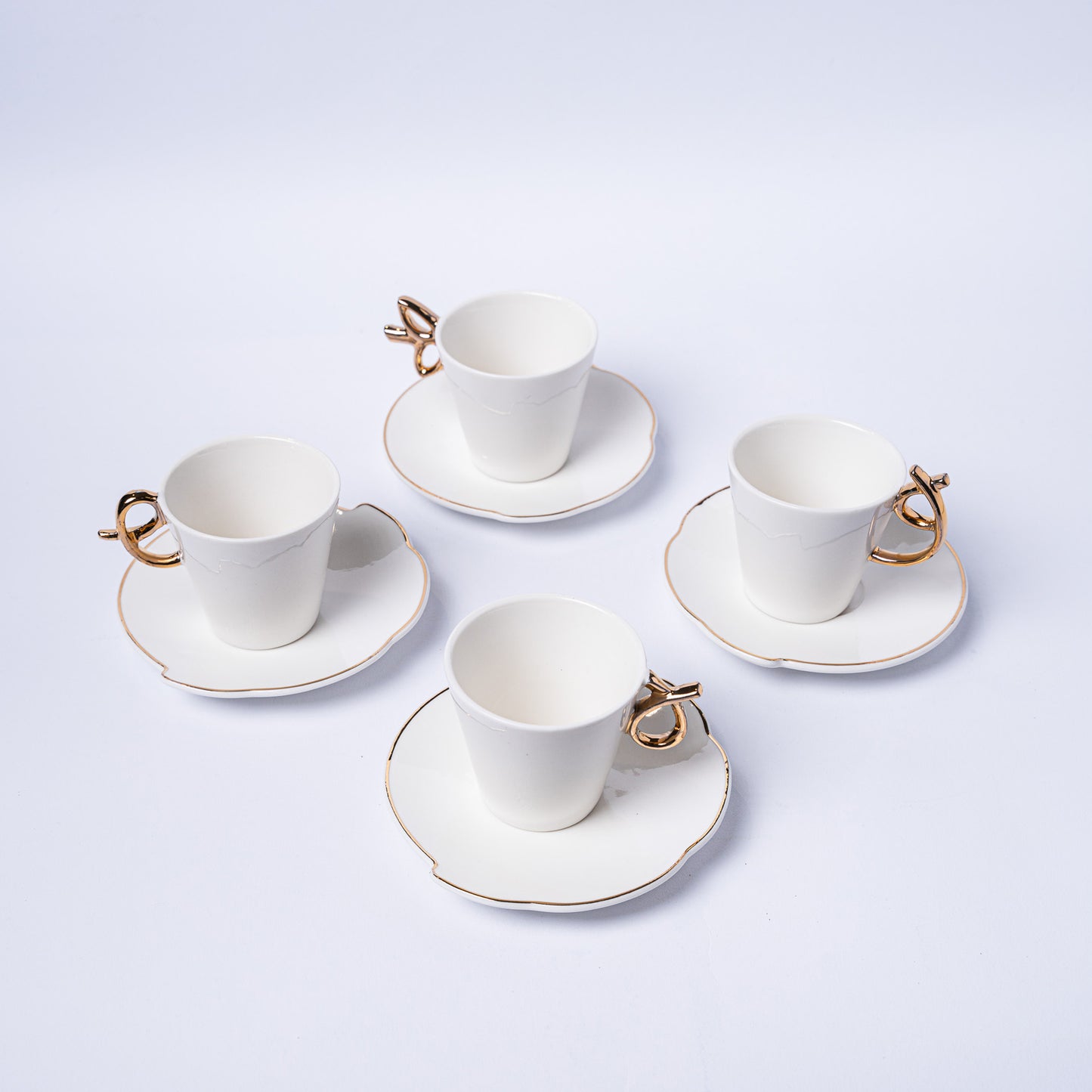 Luxury Porcelain WABA Coffee Cup Set – Gold Handle Edition (Set of 4)