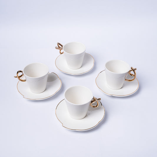 Luxury Porcelain WABA Coffee Cup Set – Gold Handle Edition (Set of 4)