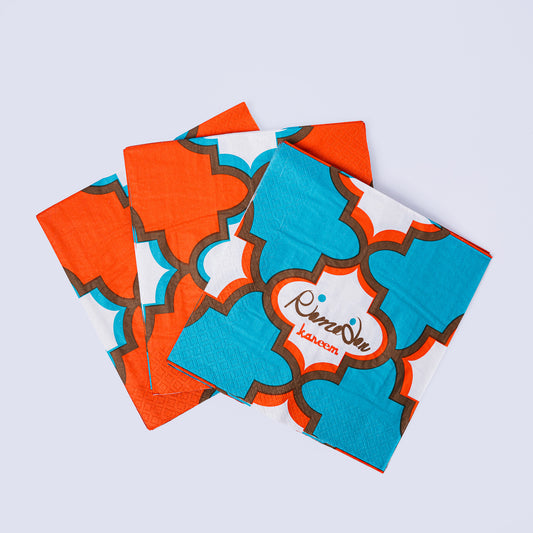 Teal & Orange Moroccan Style Napkins – 16 pcs