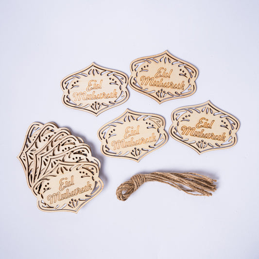 Eid Mubarak Wooden Gift Tags – Set with Twine