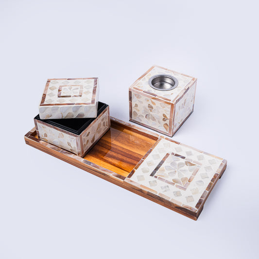 Luxury Mother of Pearl Bukhur Set – Ivory Edition