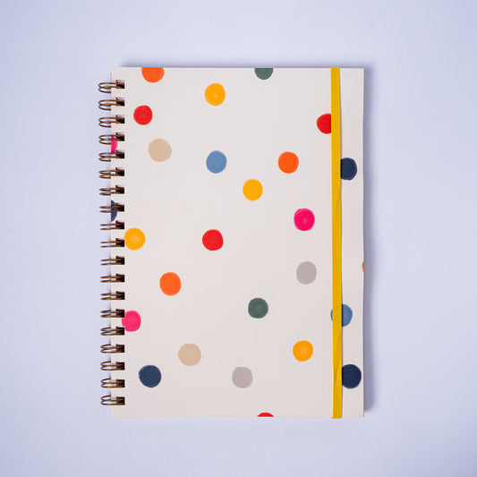 Colorful Polka Dot Spiral Notebook with Elastic Band | Motivational Planner Journal