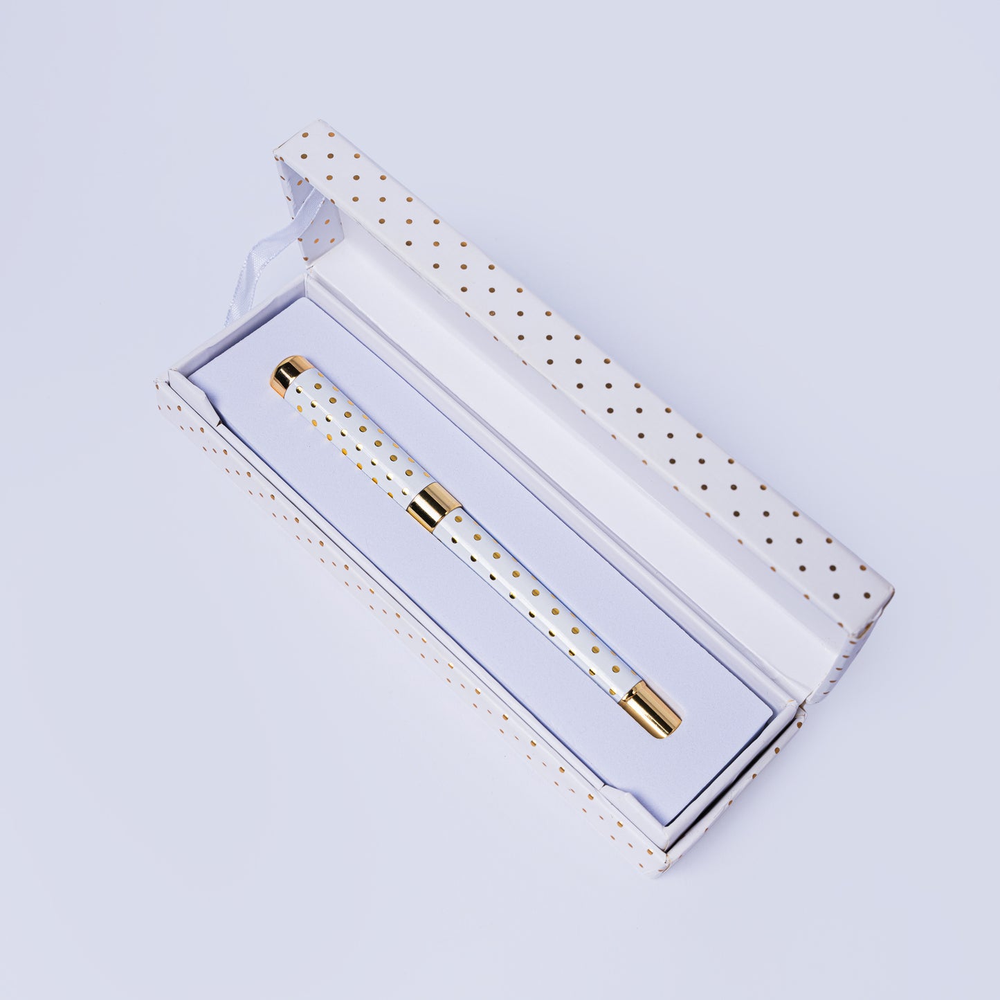 White &amp; Gold Polka Dot Luxury Pen (Gift Boxed)