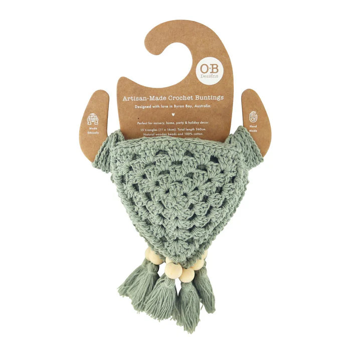 Sage or Beige Crochet Bunting Flag