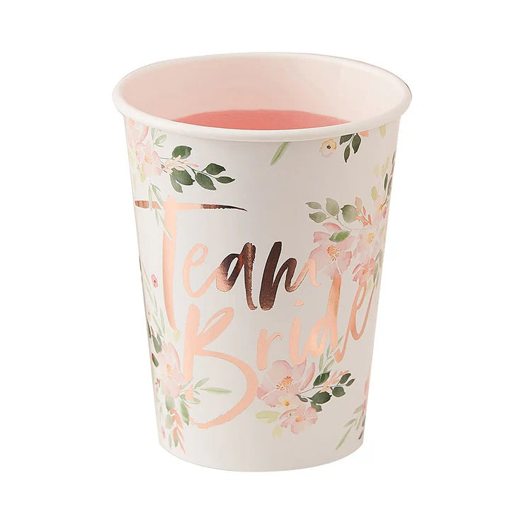 Team Bride Paper Cups - Floral Hen Party