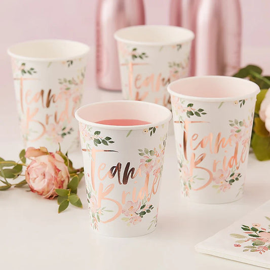 Team Bride Paper Cups - Floral Hen Party