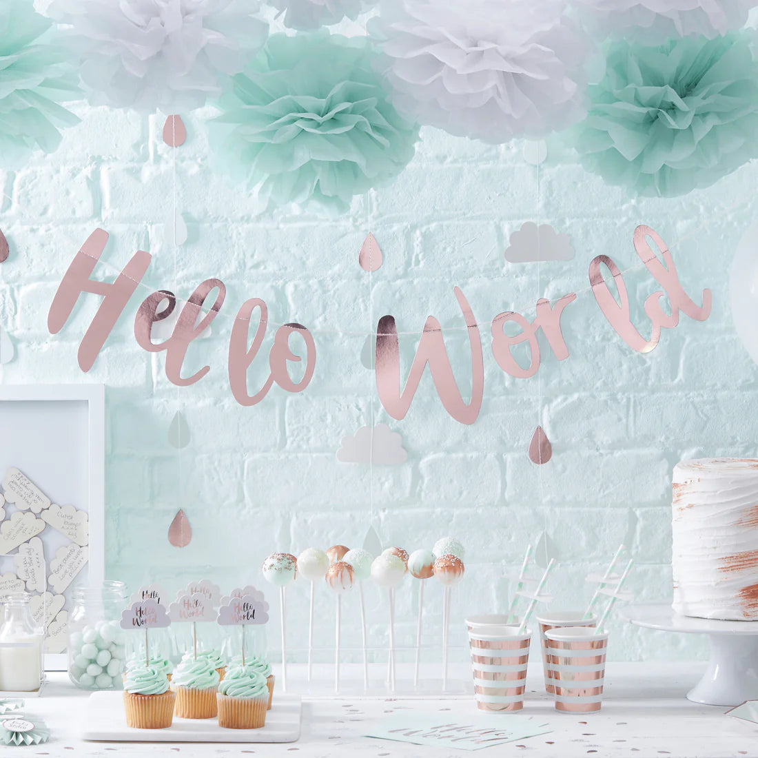 Mint and Rose Gold Paper Cups