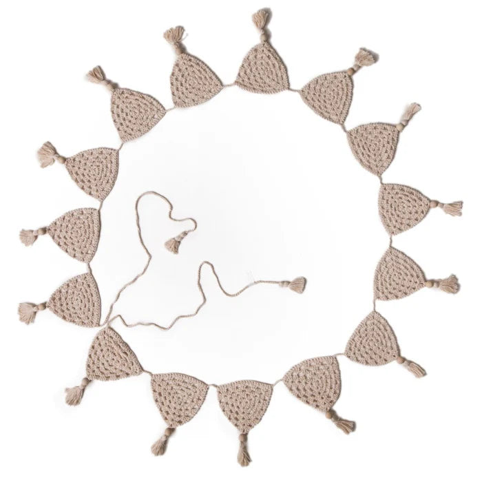 Sage or Beige Crochet Bunting Flag