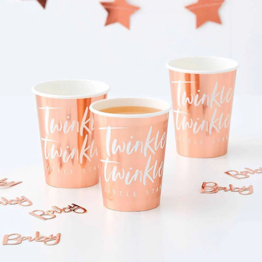 Twinkle Twinkle Rose Gold Foiled Paper Cups 8 - Ginger Ray