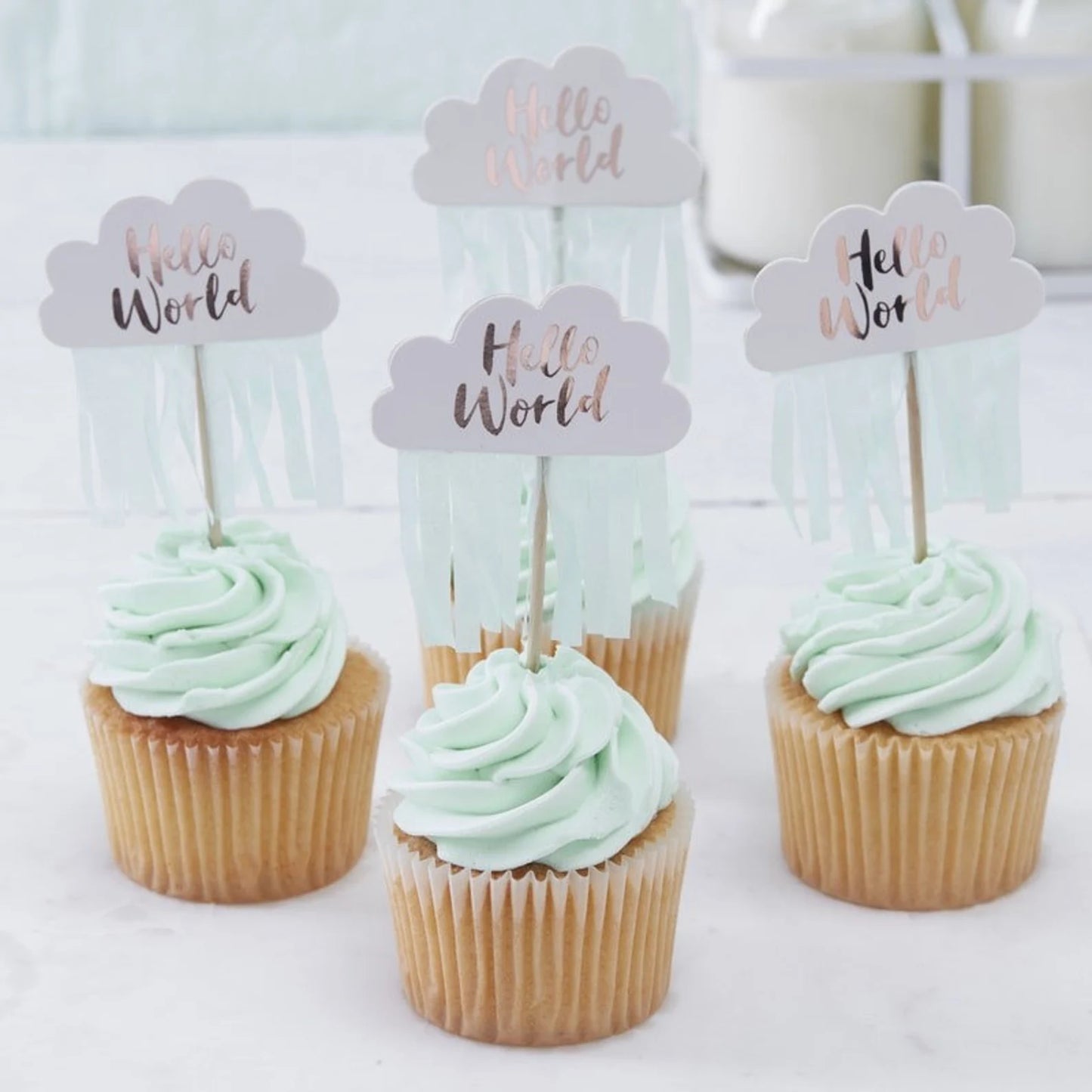 Rose Gold Cloud Baby Shower Cupcake Toppers - Ginger Ray