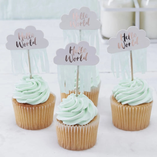 Rose Gold Cloud Baby Shower Cupcake Toppers - Ginger Ray