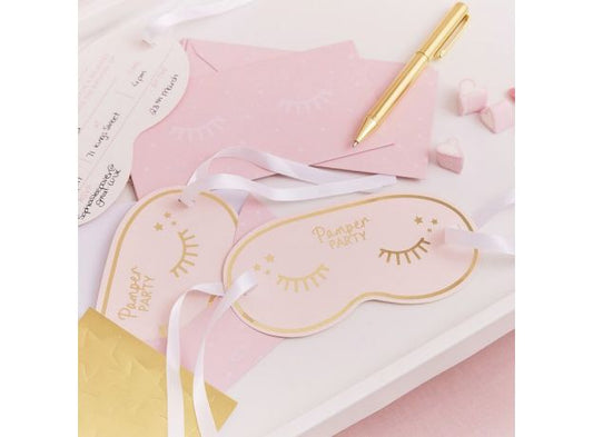 Ginger Ray Eye Mask Shaped Pamper Party Invitations