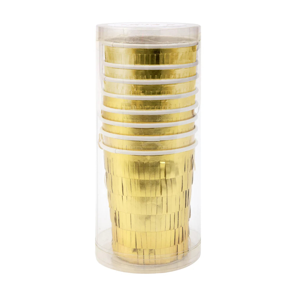 Gold Fringe Party Cups (x8)