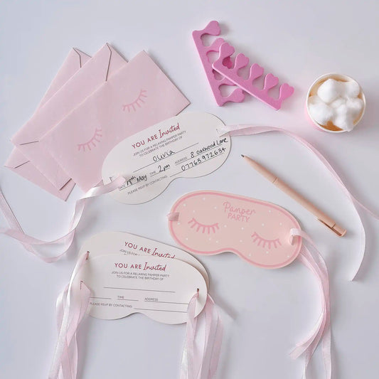 Ginger Ray Eye Mask Shaped Pamper Party Invitations